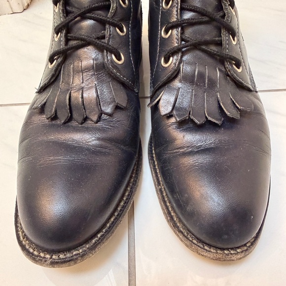 Vintage Black Justin Kiltie Lace up Boots Size 7B - Picture 5 of 8